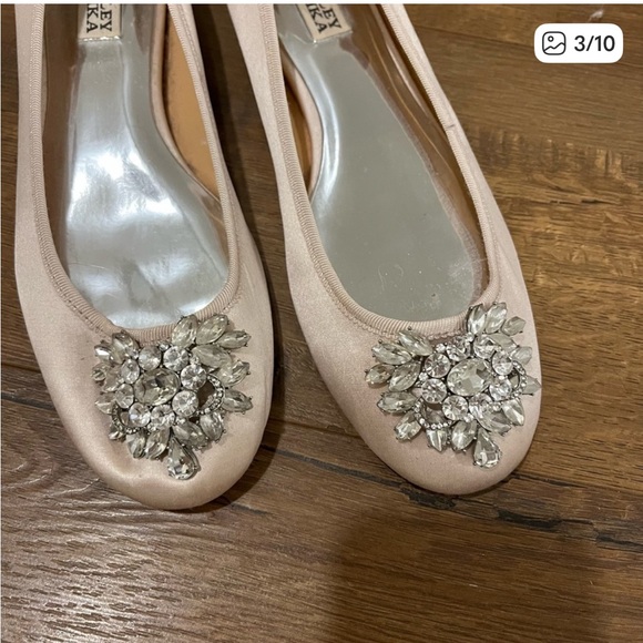 Badgley Mischka Blush Flats with Crystal Embellishment - Picture 3 of 9